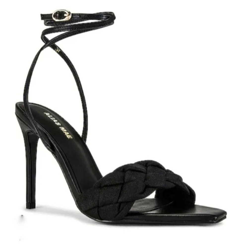 Alias Mae Isabella Heels Women EU 36 US 6 Black Braided Square Toe Ankle Strap